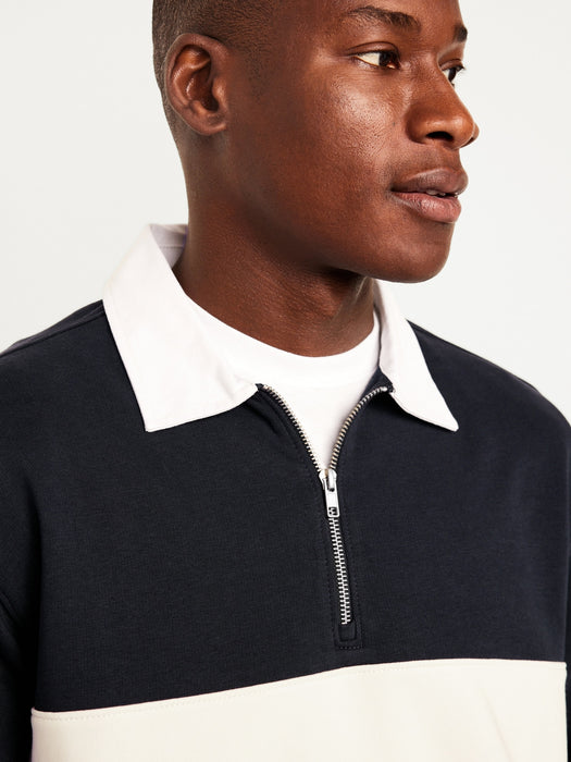 Quarter Zip Rugby Stripe Polo