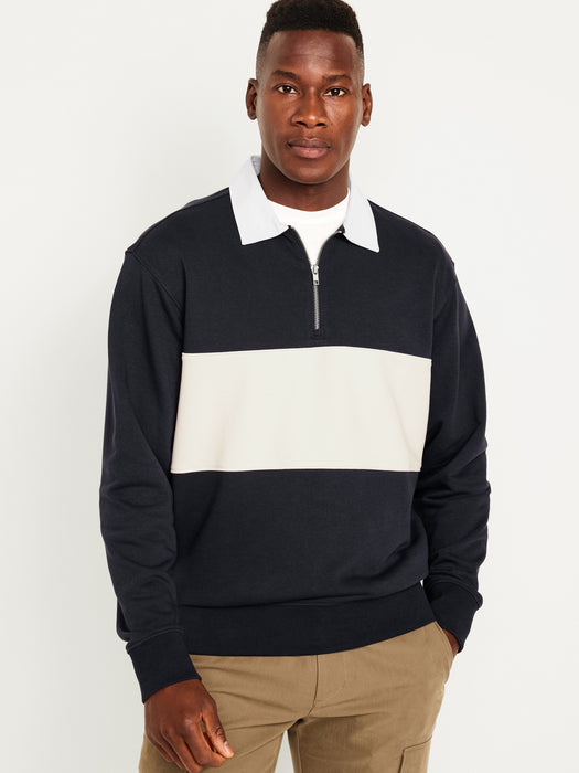 Quarter Zip Rugby Stripe Polo