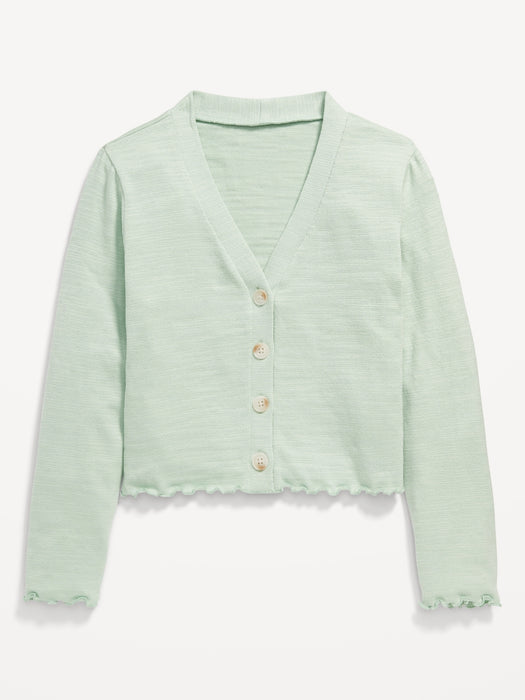 Cozy Cropped Button-Front Cardigan Sweater for Girls