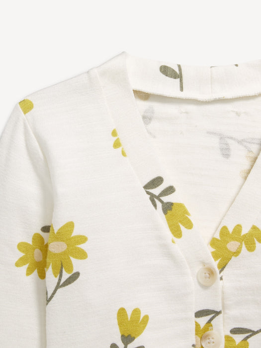 Cozy Cropped Button-Front Cardigan Sweater for Girls