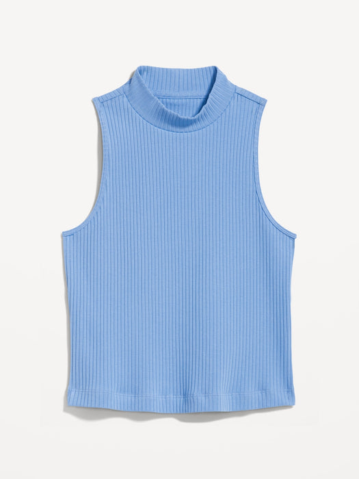 Mock-Neck Rib-Knit Tank Top