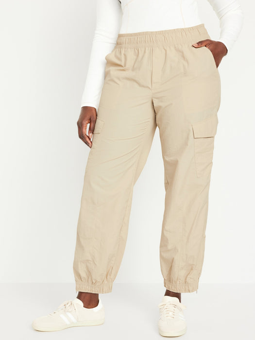 High-Waisted Ankle-Zip Cargo Joggers