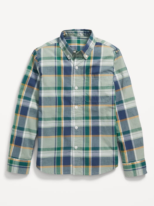 Patterned Poplin Built-In Flex Shirt for Boys