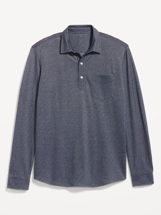 Long-Sleeve Pique Polo