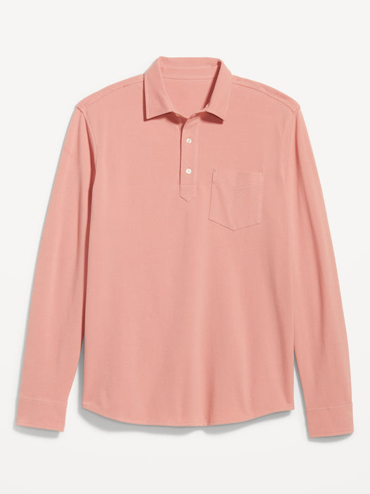 Long-Sleeve Pique Polo