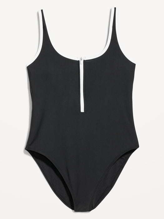 Half Zip One-Piece Swimsuit