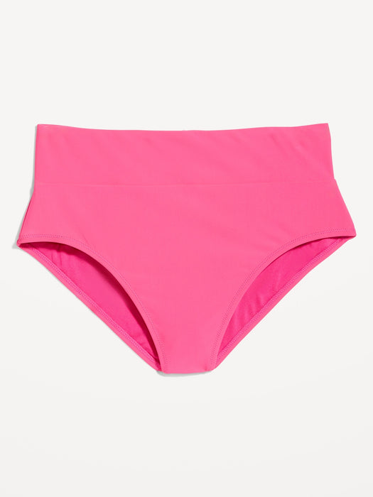Banded High-Waist Bikini Swim Bottoms