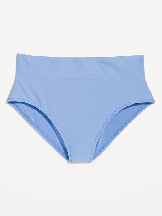 Banded High-Waist Bikini Swim Bottoms