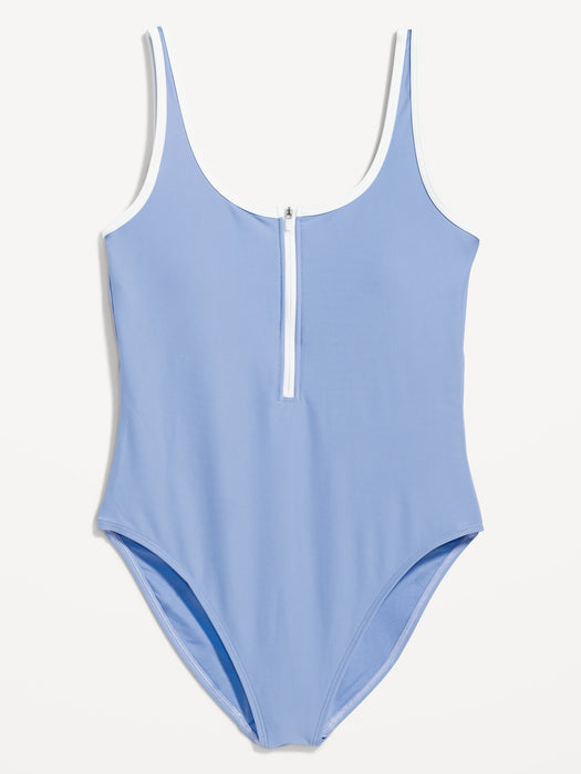 Half Zip One-Piece Swimsuit