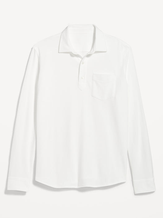 Long-Sleeve Pique Polo