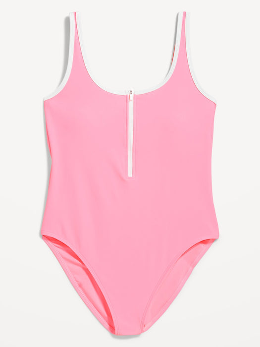 Half Zip One-Piece Swimsuit