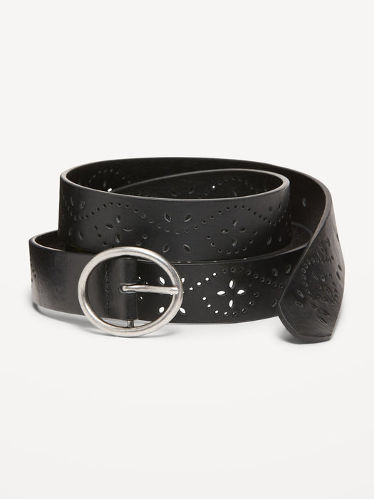 Laser Cut Faux-Leather Belt For Women