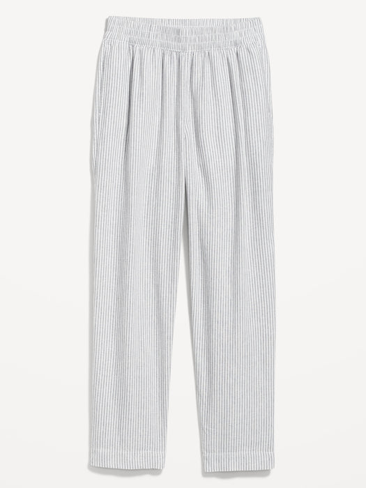 High-Waisted Linen-Blend Straight Pants