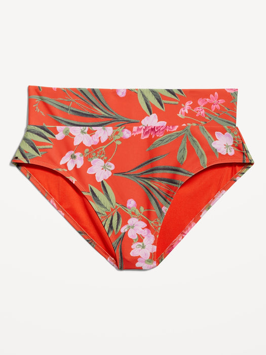 Banded High-Waist Bikini Swim Bottoms
