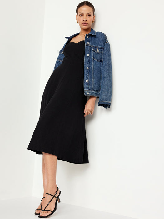 Fit &amp; Flare Linen-Blend Midi Dress