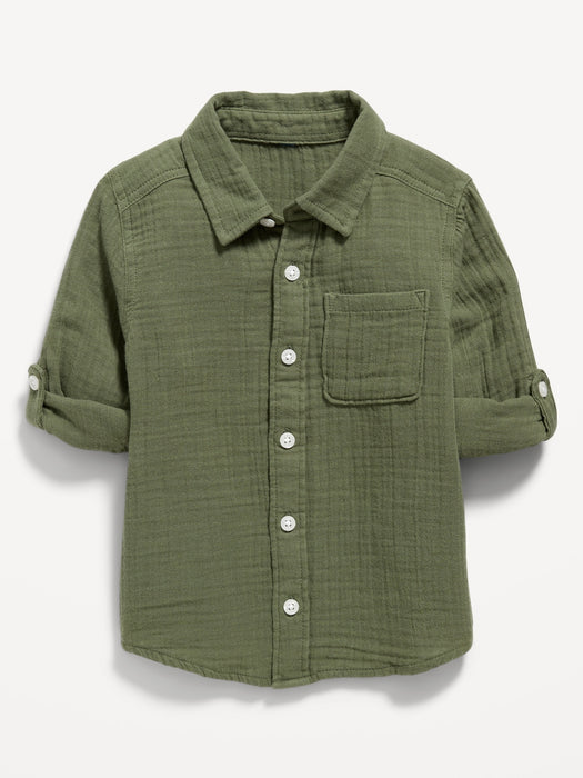 Double-Weave Pocket Shirt for Toddler Boys