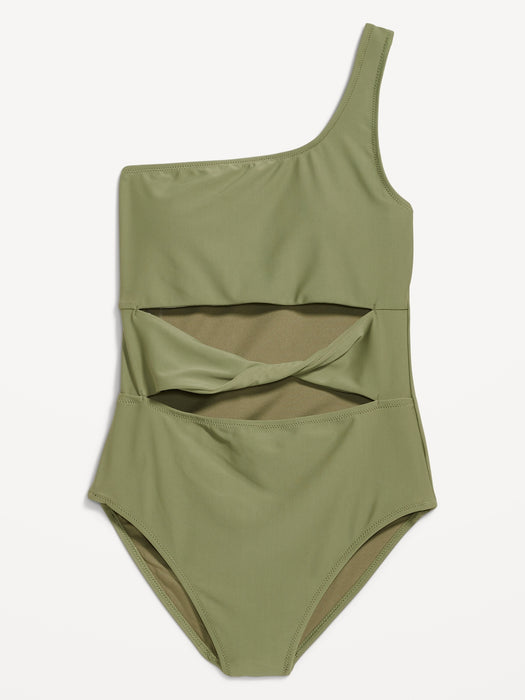 Twist-Front One-Shoulder Swimsuit