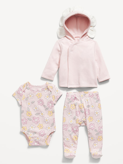 Unisex 3-Piece Floral-Print Layette Set for Baby