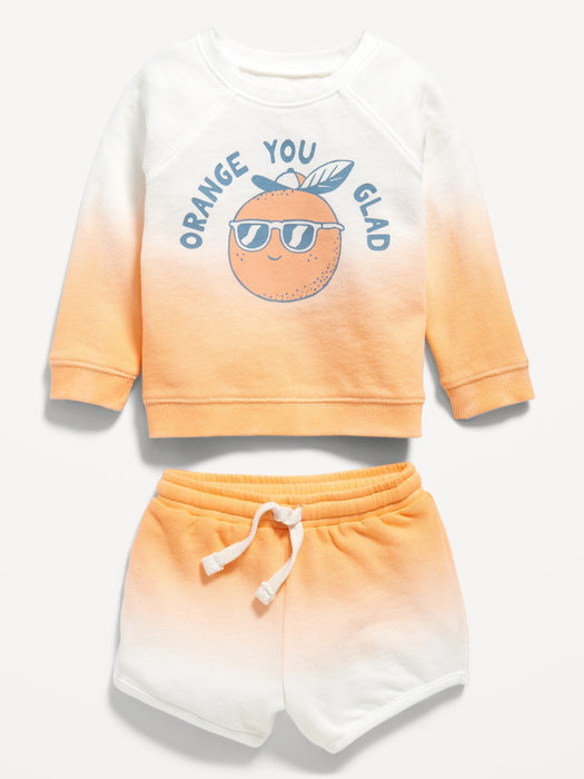 French Terry Graphic Sweatshirt and Shorts Set for Baby