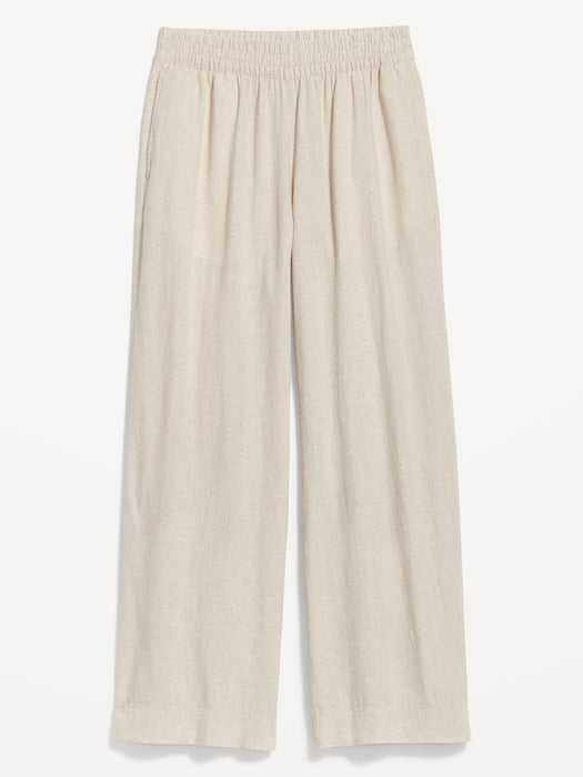 High-Waisted Linen-Blend Wide-Leg Pants