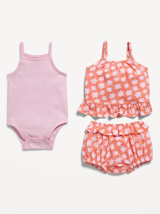 Cami Ruffle Bloomer Set and Bodysuit 3-Pack for Baby