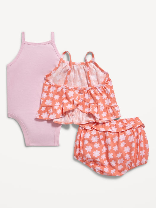 Cami Ruffle Bloomer Set and Bodysuit 3-Pack for Baby