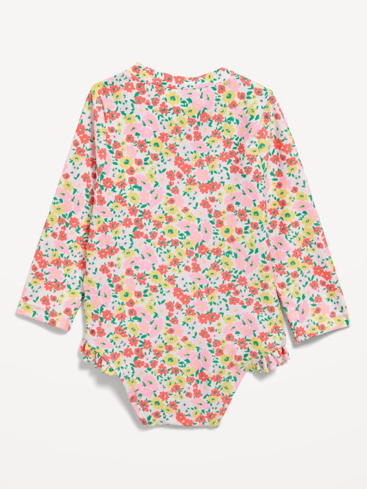 Printed Ruffle-Trim Rashguard One-Piece Swimsuit for Baby