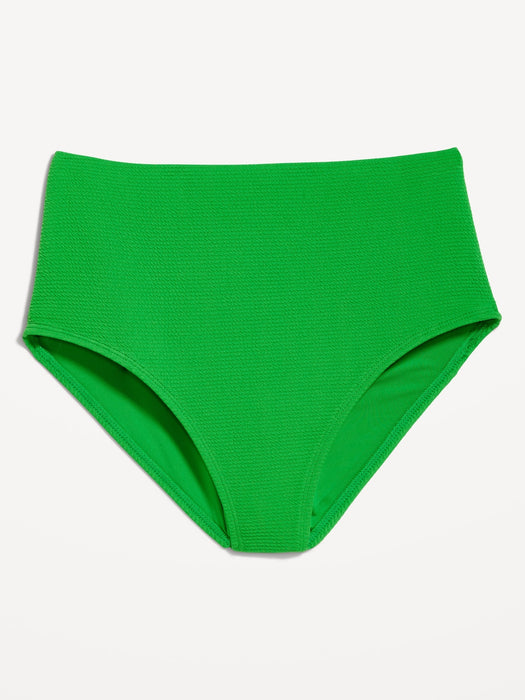 High-Waisted French-Cut Puckered Bikini Swim Bottoms