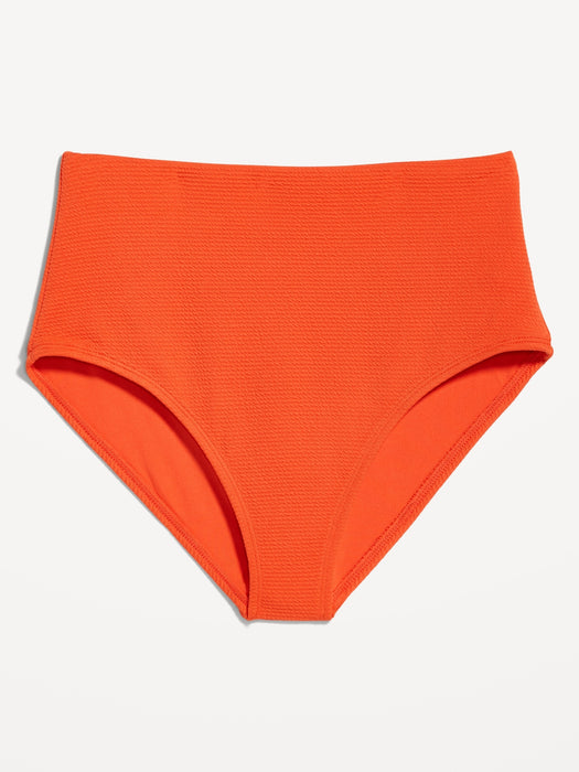 High-Waisted French-Cut Puckered Bikini Swim Bottoms