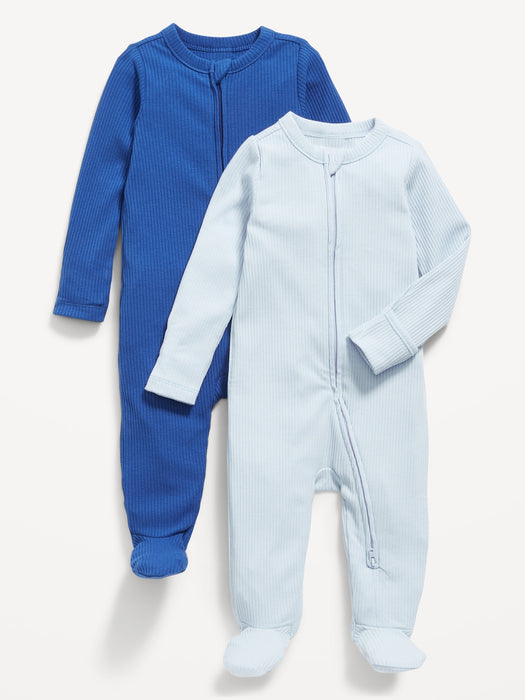 Unisex 2-Way-Zip Sleep & Play Footed One-Piece 2-Pack for Baby