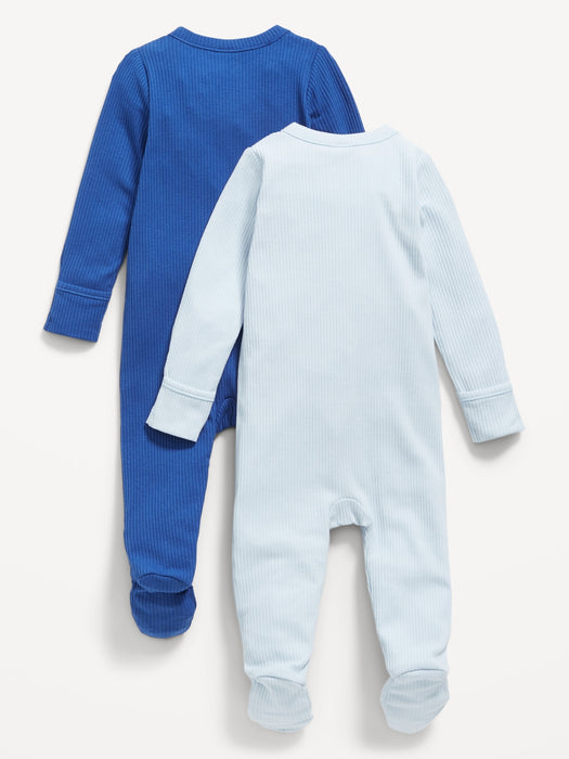 Unisex 2-Way-Zip Sleep & Play Footed One-Piece 2-Pack for Baby