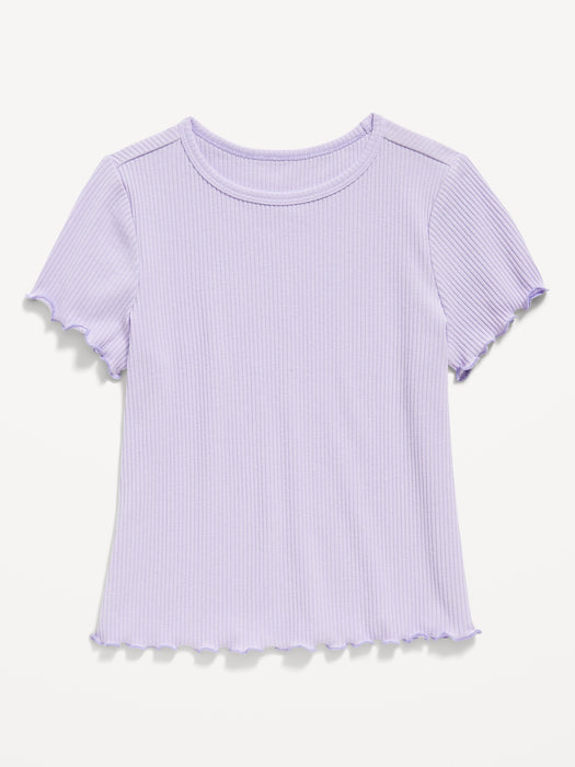 Short-Sleeve Lettuce-Edge T-Shirt for Toddler Girls