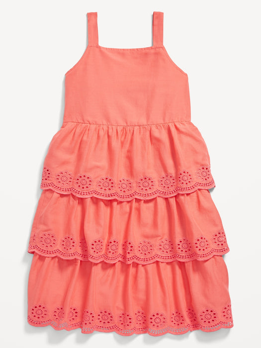 Sleeveless Tiered Eyelet Dress for Girls