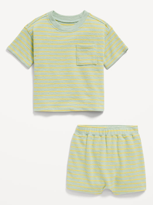 Short-Sleeve Pocket T-Shirt and U-Shaped Pull-On Shorts Set for Baby
