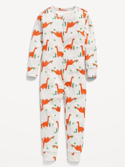 Unisex Snug-Fit 2-Way-Zip Printed Pajama One-Piece for Toddler & Baby