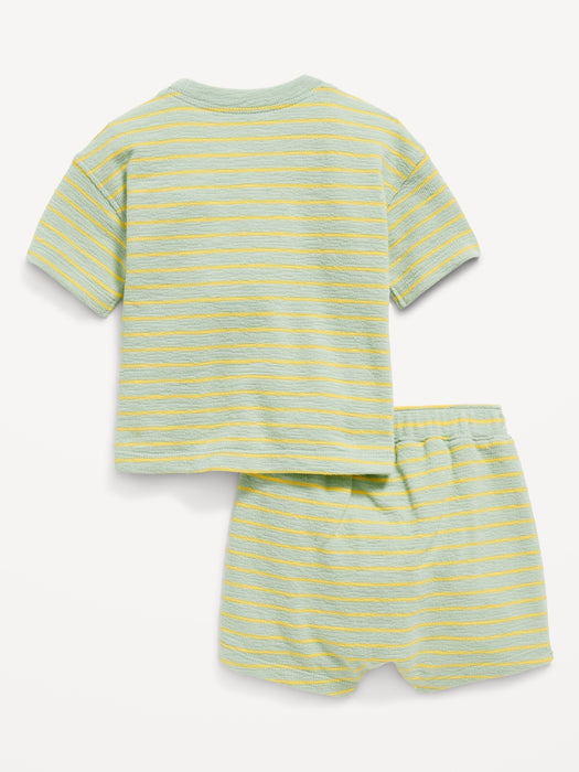Short-Sleeve Pocket T-Shirt and U-Shaped Pull-On Shorts Set for Baby
