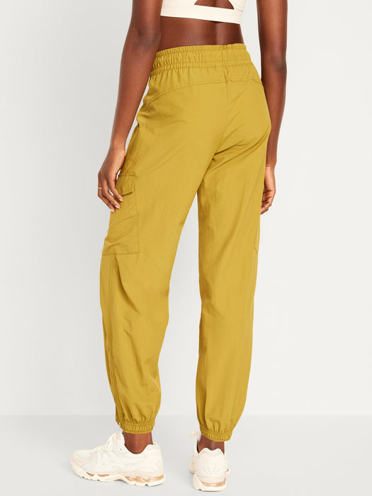 High-Waisted Ankle-Zip Cargo Joggers