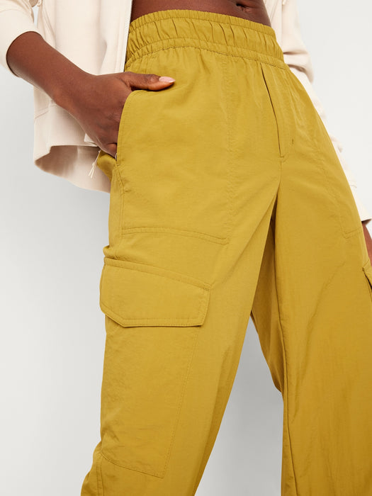 High-Waisted Ankle-Zip Cargo Joggers