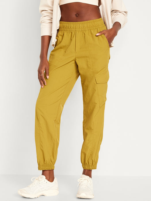 High-Waisted Ankle-Zip Cargo Joggers