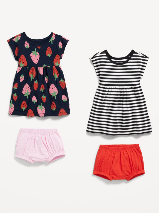 Short-Sleeve Dress and Bloomers Set for Baby