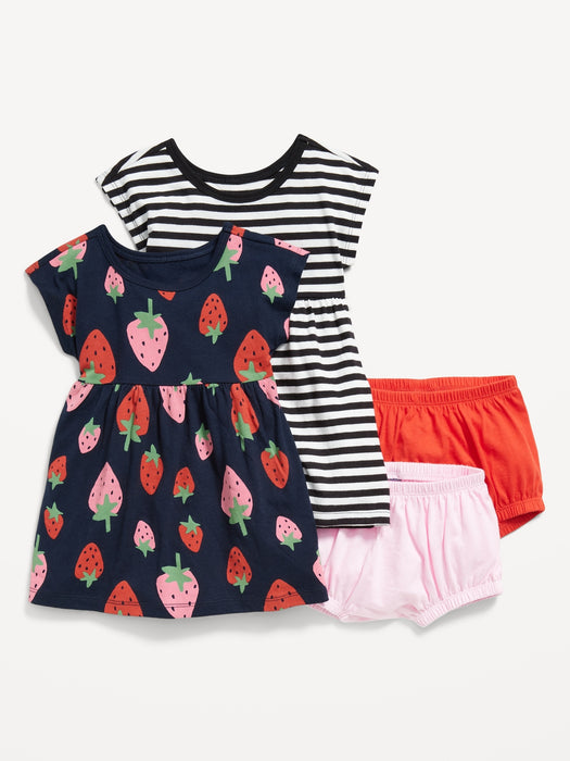 Short-Sleeve Dress and Bloomers Set for Baby