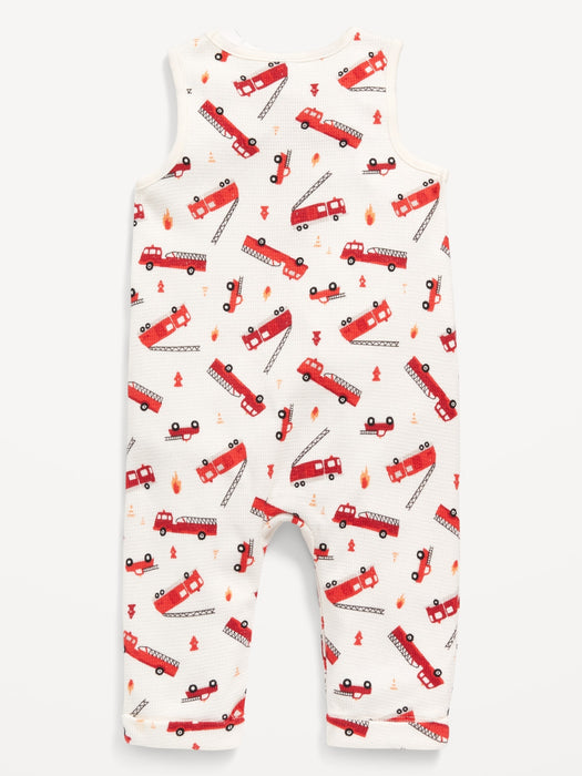 Unisex Sleeveless Thermal-Knit Henley One-Piece for Baby