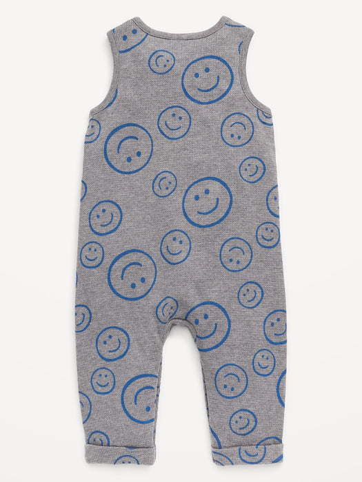 Unisex Sleeveless Thermal-Knit Henley One-Piece for Baby
