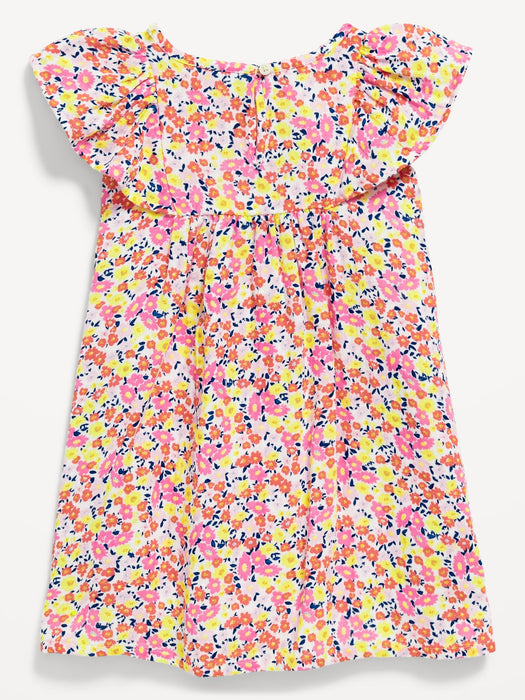 Printed Flutter-Sleeve Dress for Toddler Girls