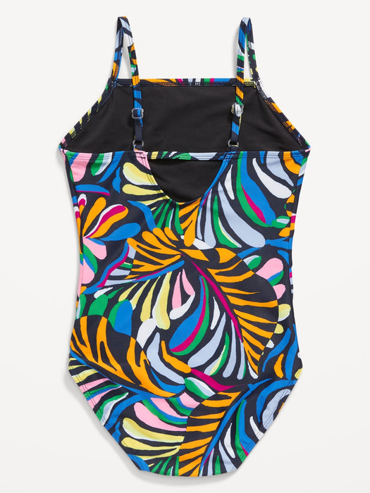 Printed Back-Cutout One-Piece Swimsuit for Girls