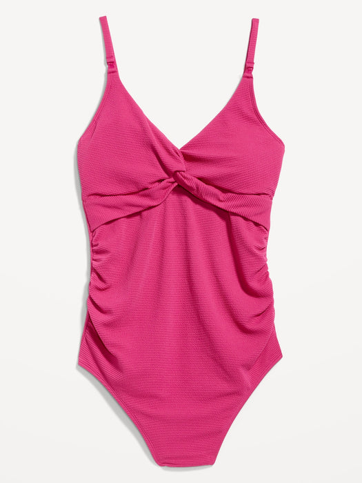 Maternity Twist-Front Nursing Swimsuit