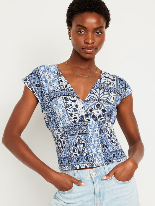 Waist-Defined Smocked Top