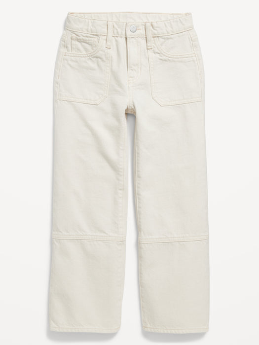 High-Waisted Baggy Wide-Leg Utility Jeans for Girls