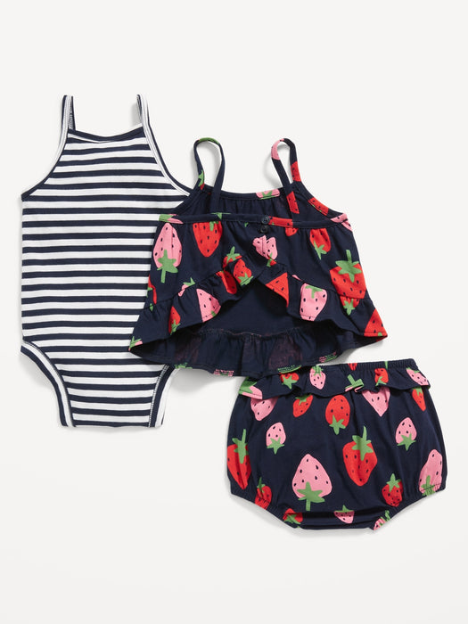 Cami Ruffle Bloomer Set and Bodysuit 3-Pack for Baby