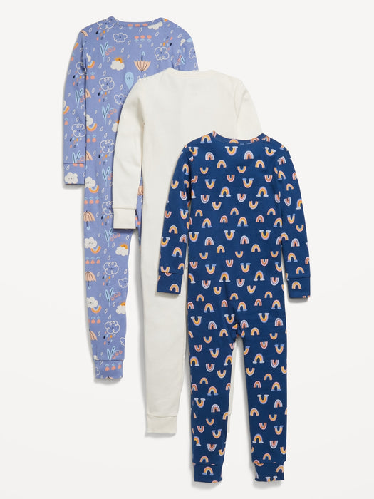 Unisex Snug-Fit Printed Pajama One-Piece 3-Pack for Toddler & Baby